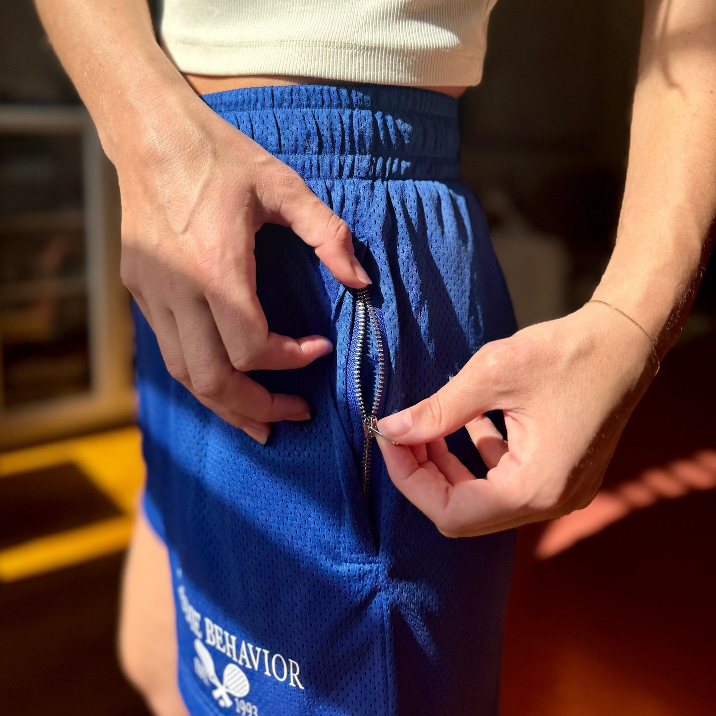 Mesh Zippered Court Short