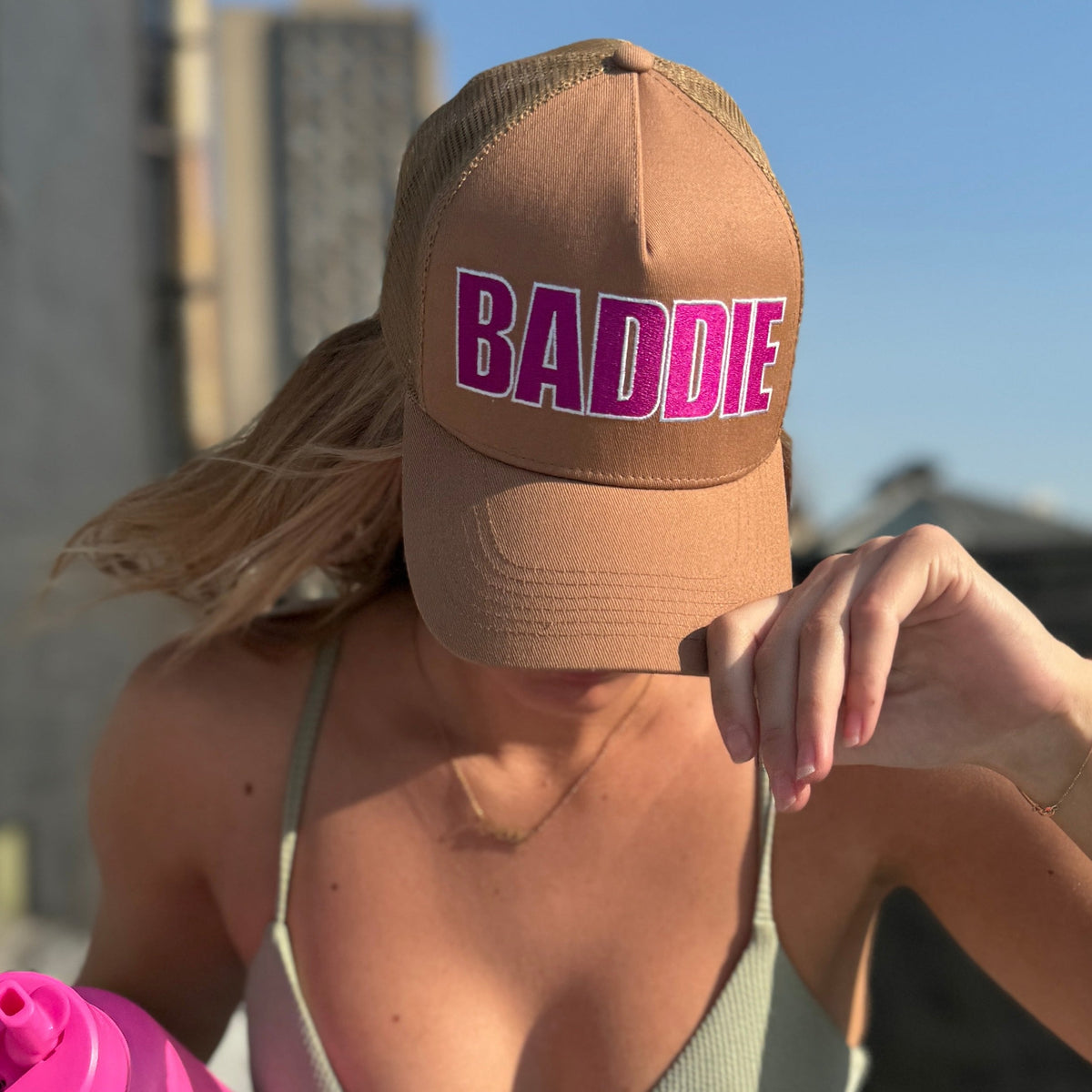 Peppermint Patty Baddie Trucker Hat bon-temps-trucker-hat-camo-  main image 3