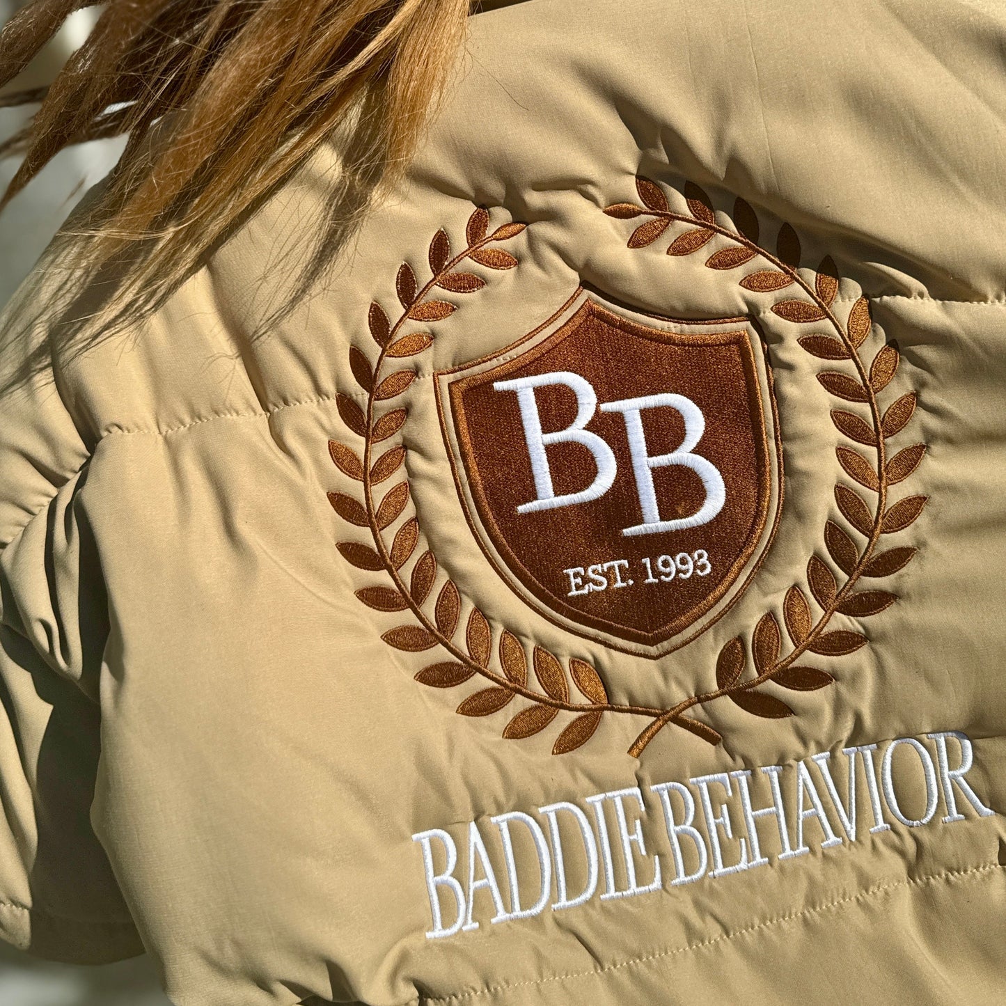 Beige Baddie Heritage Stitched Puffer