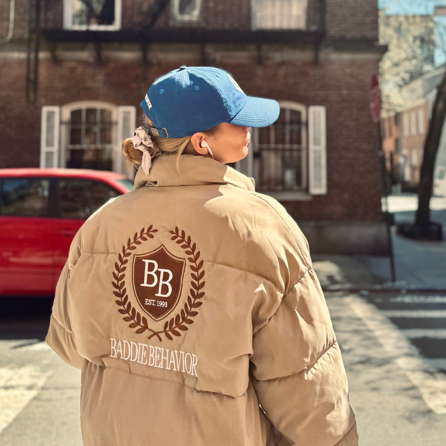 Beige Baddie Heritage Stitched Puffer