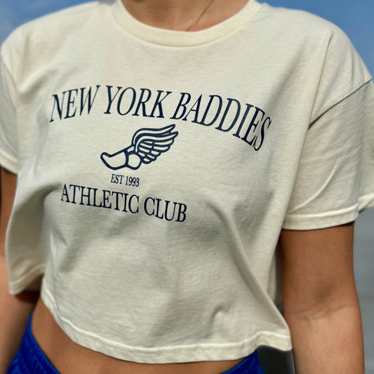 New York Baddies Athletic Club Cropped Tee Vintage White
