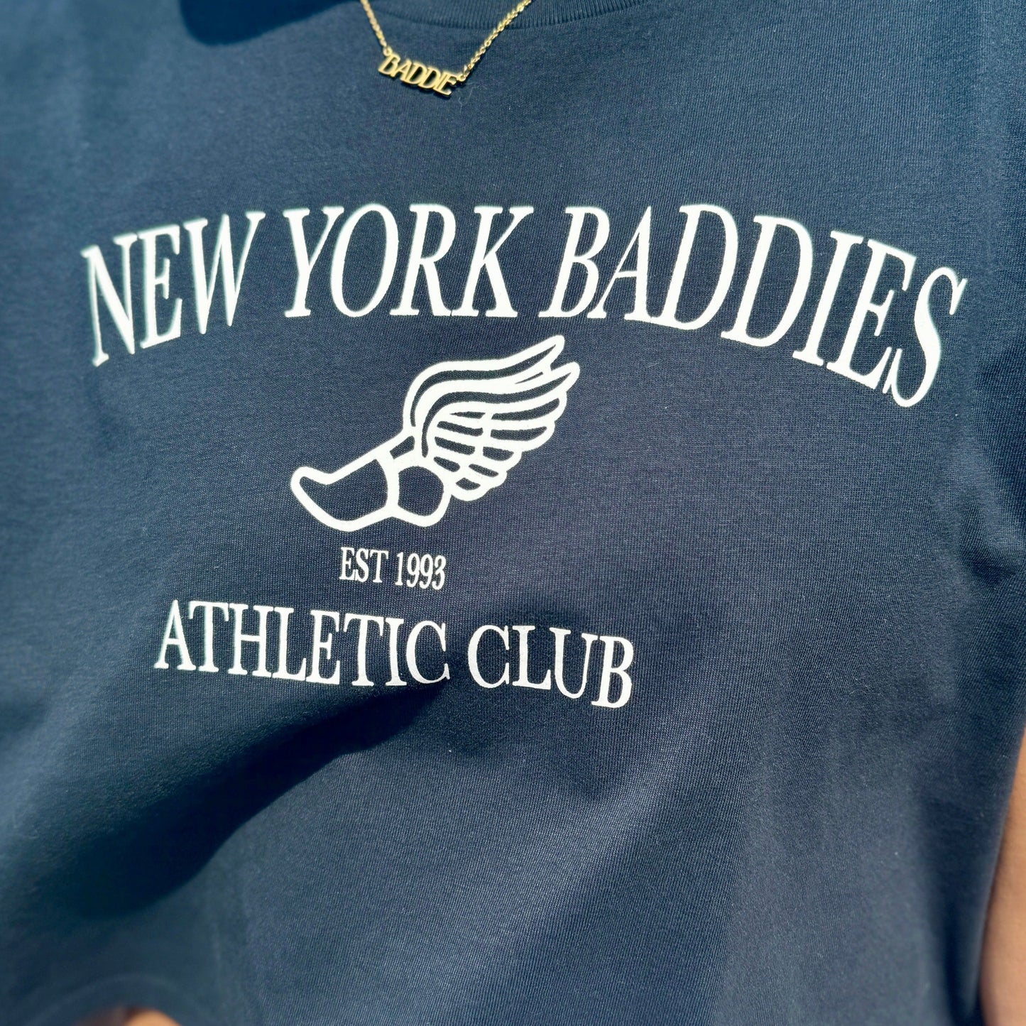 New York Baddies Athletic Club Cropped Tee Navy