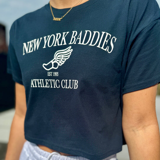 New York Baddies Athletic Club Cropped Tee Navy