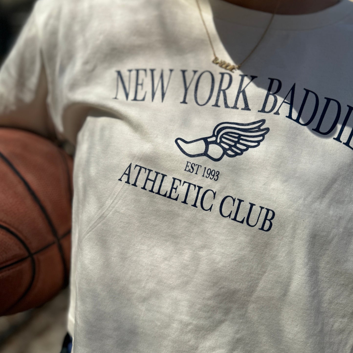 New York Baddies Athletic Club Cropped Tee Vintage White