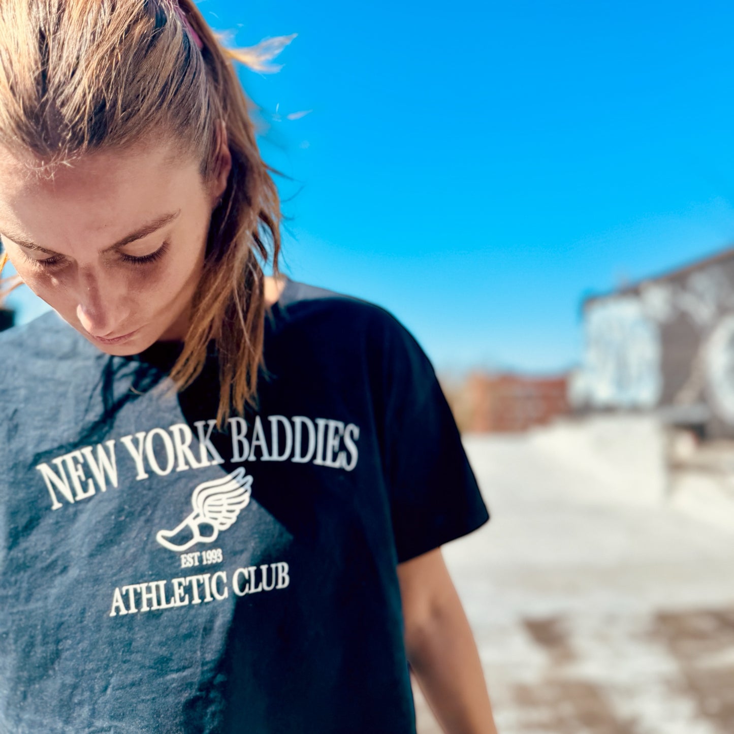 New York Baddies Athletic Club Cropped Tee Navy