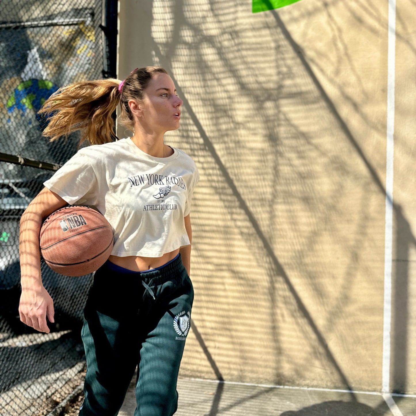 New York Baddies Athletic Club Cropped Tee Vintage White