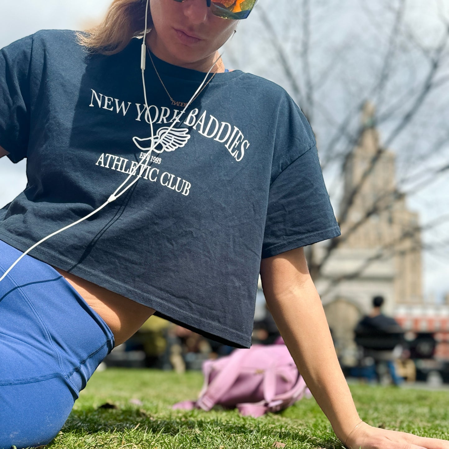 New York Baddies Athletic Club Cropped Tee Navy