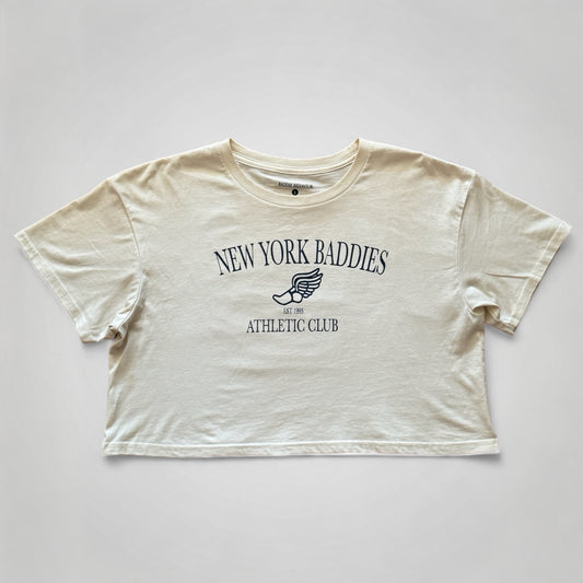 New York Baddies Athletic Club Cropped Tee Vintage White