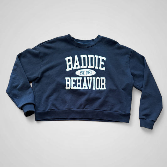 BB Heritage Oversized Cropped Crewneck Navy