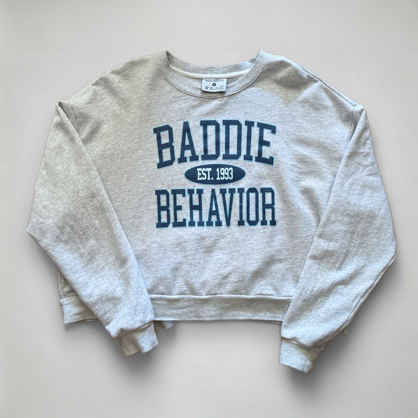 BB Heritage Oversized Cropped Crewneck Heather Grey